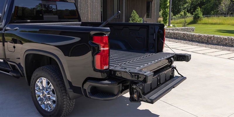 Close-up view of a Chevrolet Silverado pickup truck bed